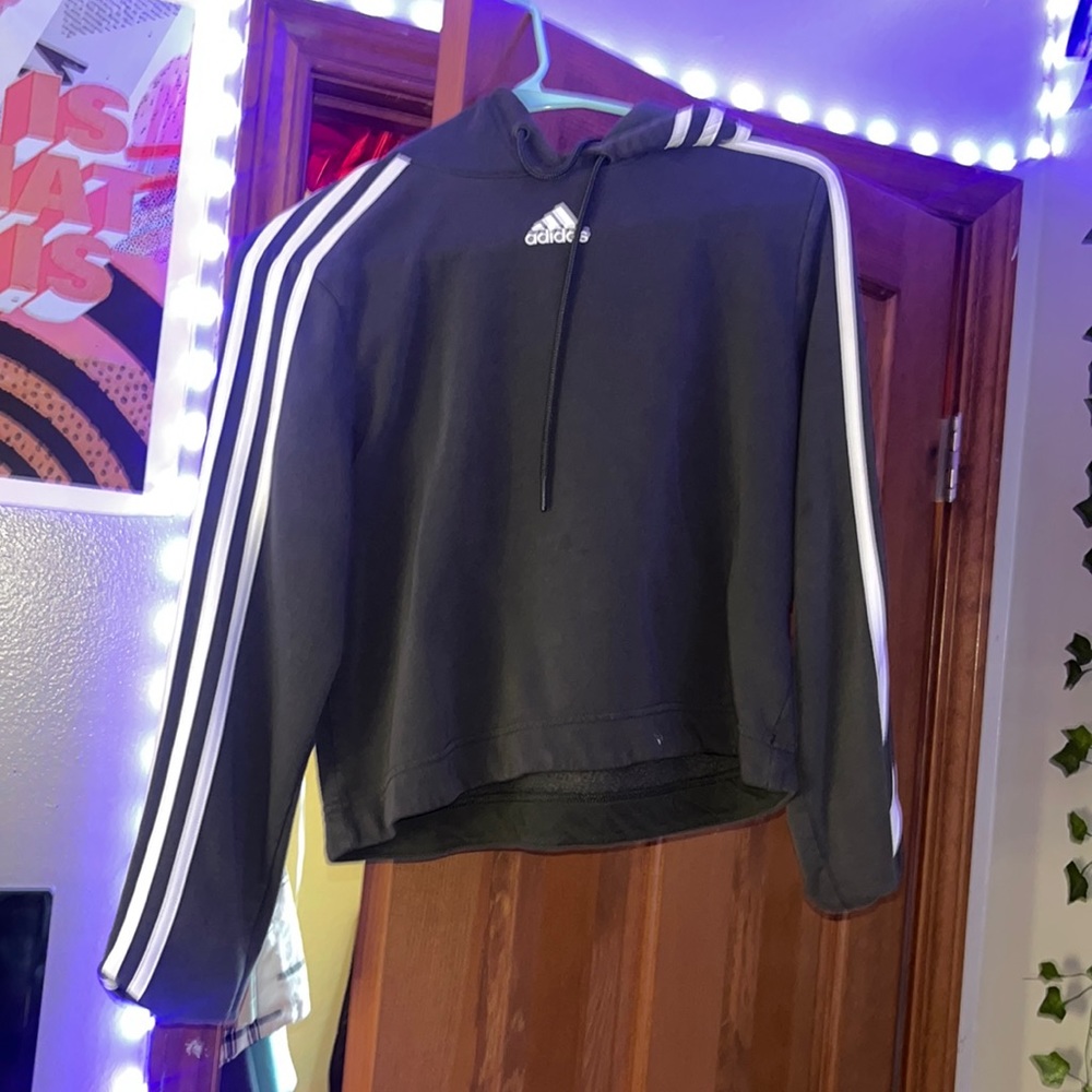 Green Cropped Adidas Hoodie